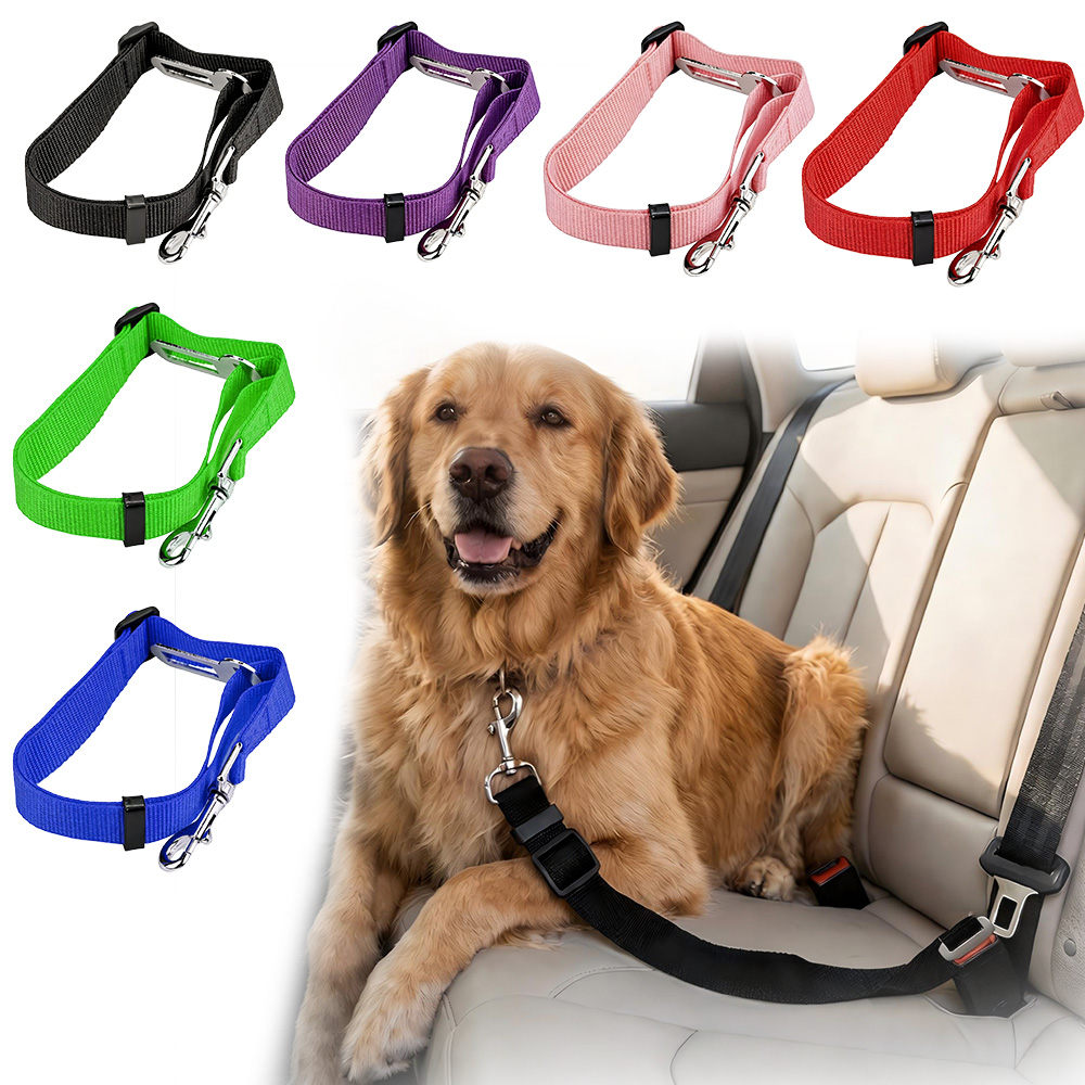 Dog Seat Belt Harness Safety Tether - Hondenautogordel, veiligheidsharnas voor huisdieren, verstelbare nylonriem,