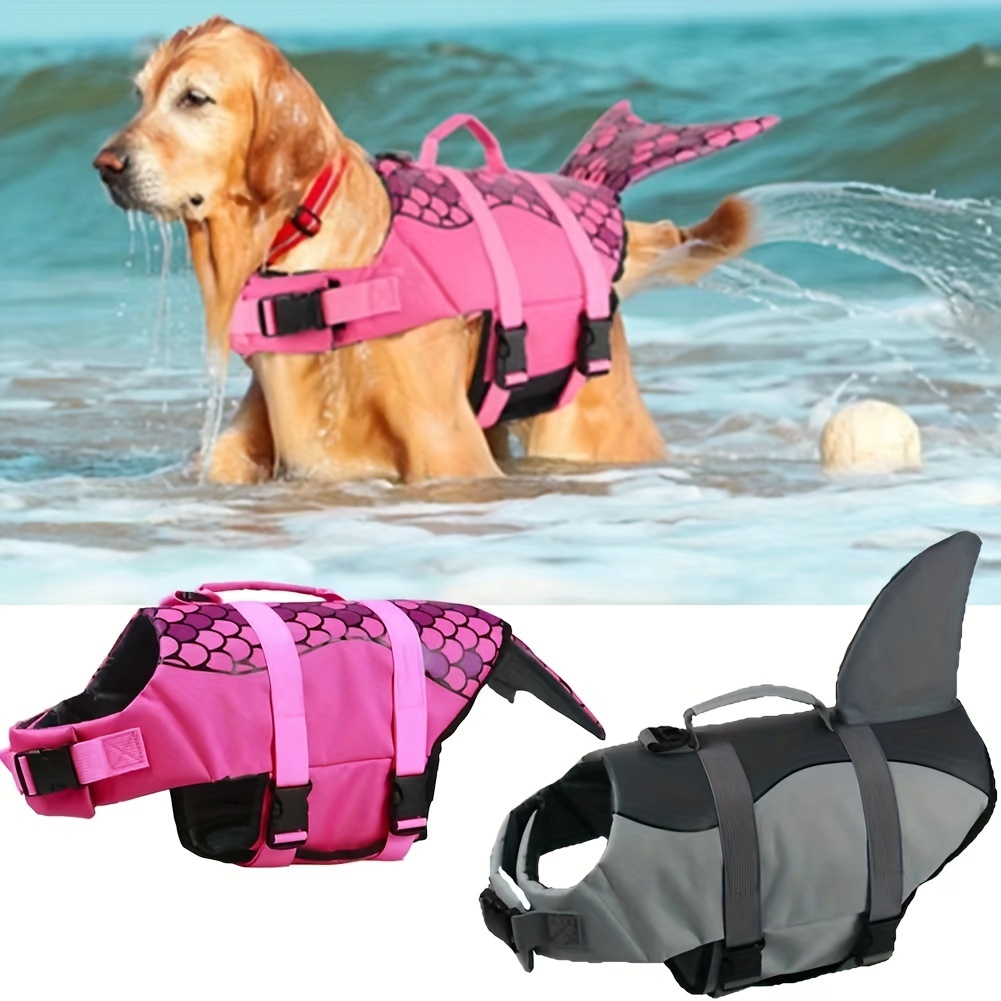 Dog Life Jacket Vest Buoyancy Handle - Haai/zeemeermin hondenzwemvest met hoge drijfvermogen, veiligheidsgreep