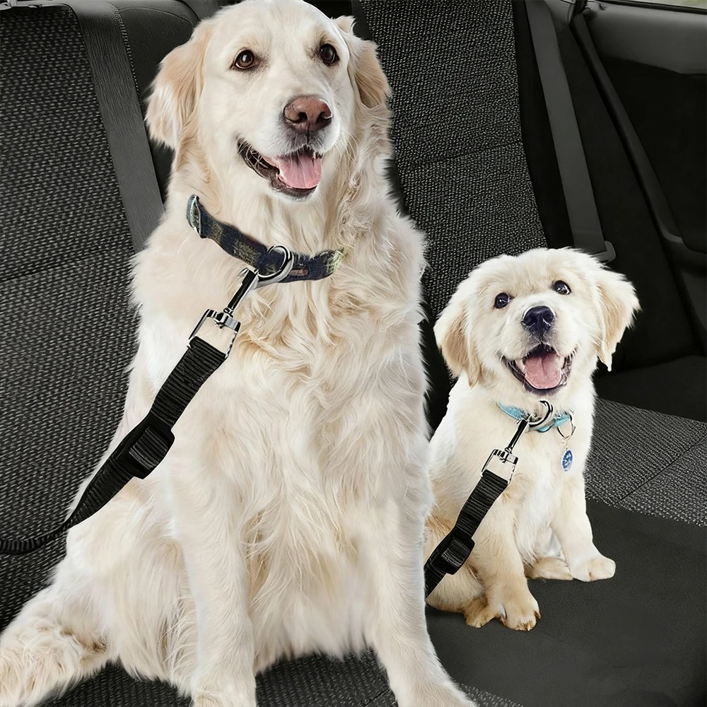 Dog Seat Belt Harness Safety Tether - 1 stuks verstelbare nylon hondenautogordel veiligheidsharnas