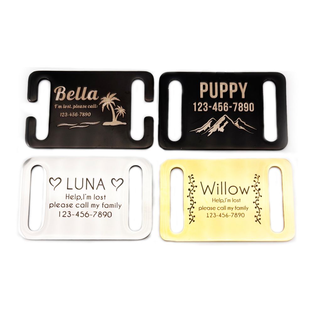 Reflective Dog Collar Personalized Engraved - Gepersonaliseerde huisdier-ID-tag opschuifbare naamplaatjes halsbandaccessoires hanger