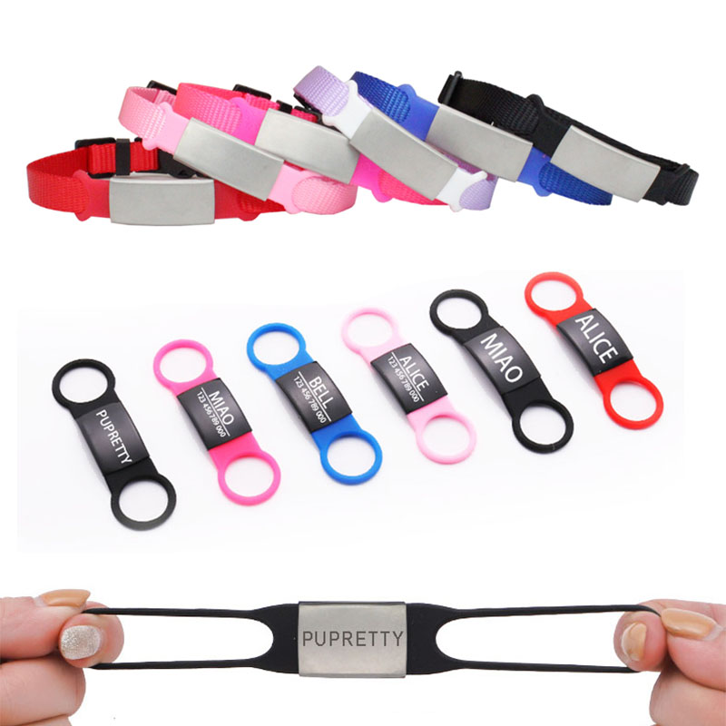 Reflective Dog Collar Personalized Engraved - Hond Tag Siliconen Roestvrij Staal ID
