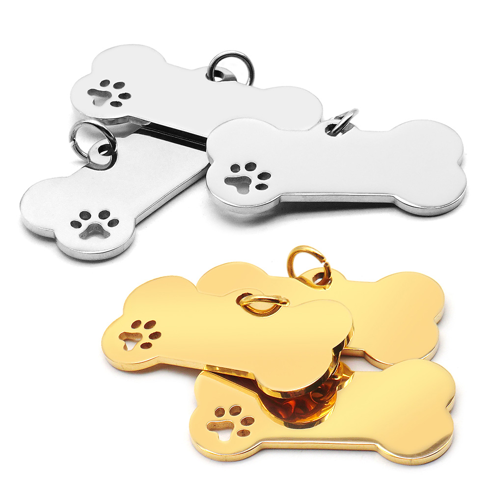 Reflective Dog Collar Personalized Engraved - 100Pcs Rvs Bone Pet Id Tag
