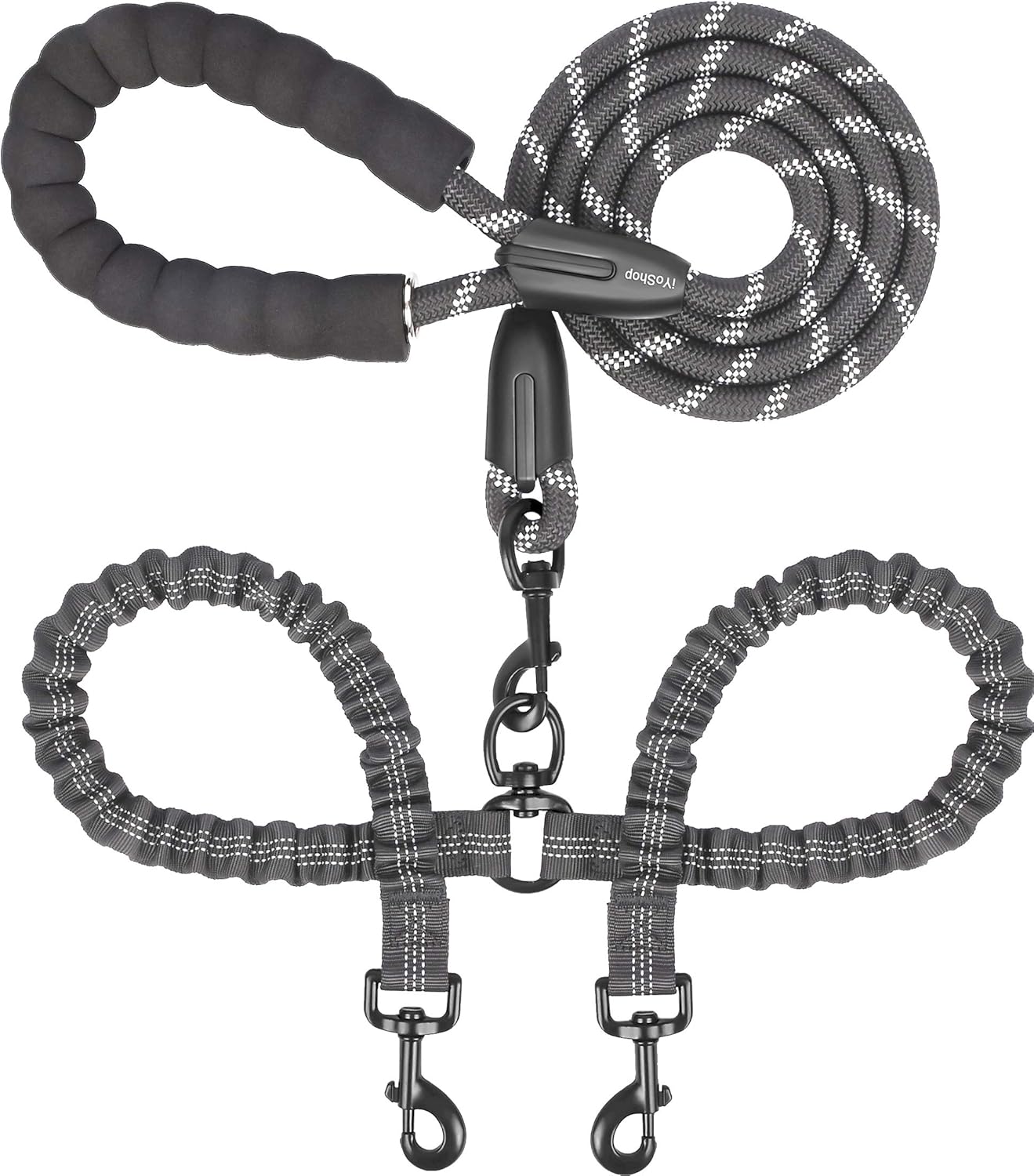 Dubbele hondenriem, dubbele ho - Bungee Dog Leash Shock Absorbing recensie en prijs