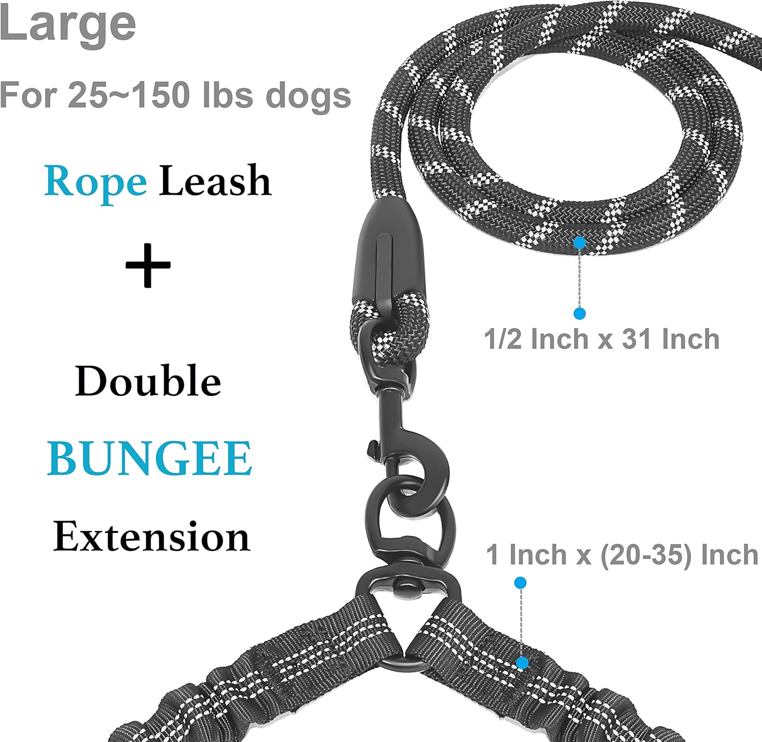 Dubbele hondenriem, dubbele ho - Bungee Dog Leash Shock Absorbing recensie en prijs
