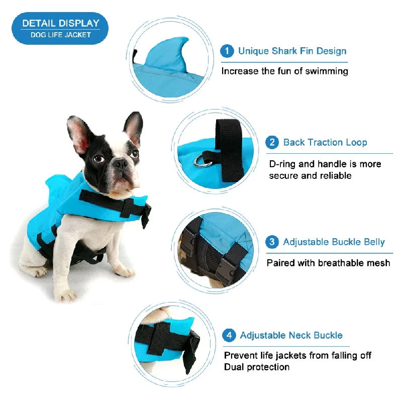 Hondenzwemvest met haaienvin,  - Dog Life Jacket Vest Buoyancy Handle recensie en prijs