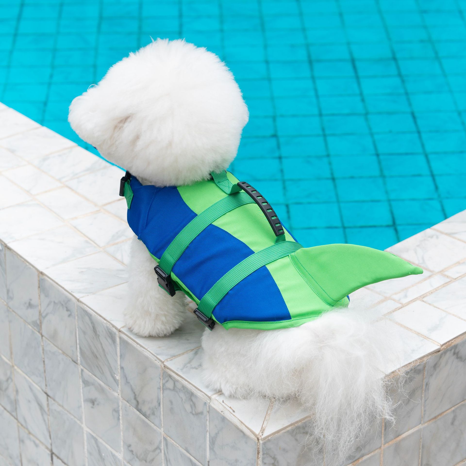 Schattig haaienvormig hondenre - Dog Life Jacket Vest Buoyancy Handle recensie en prijs