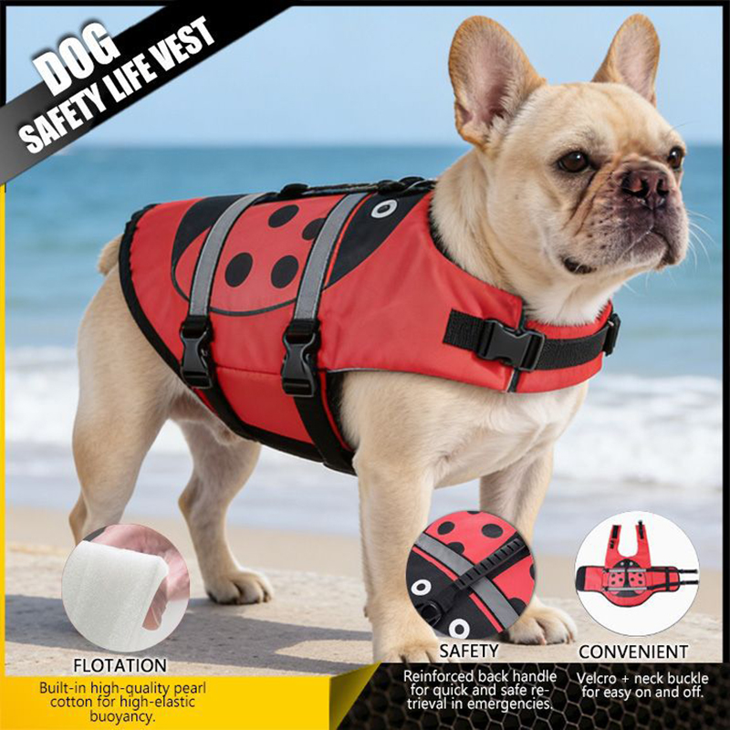 Hondenzwemvest Ladybug Hoge dr - Dog Life Jacket Vest Buoyancy Handle recensie en prijs