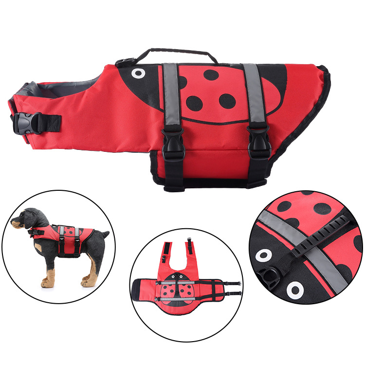 Hondenzwemvest Ladybug Hoge dr - Dog Life Jacket Vest Buoyancy Handle recensie en prijs