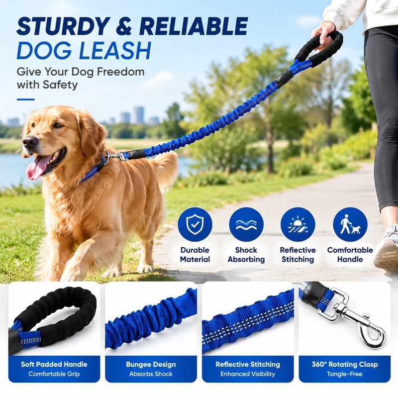 47,2 inch zware hondenriem met - Bungee Dog Leash Shock Absorbing recensie en prijs