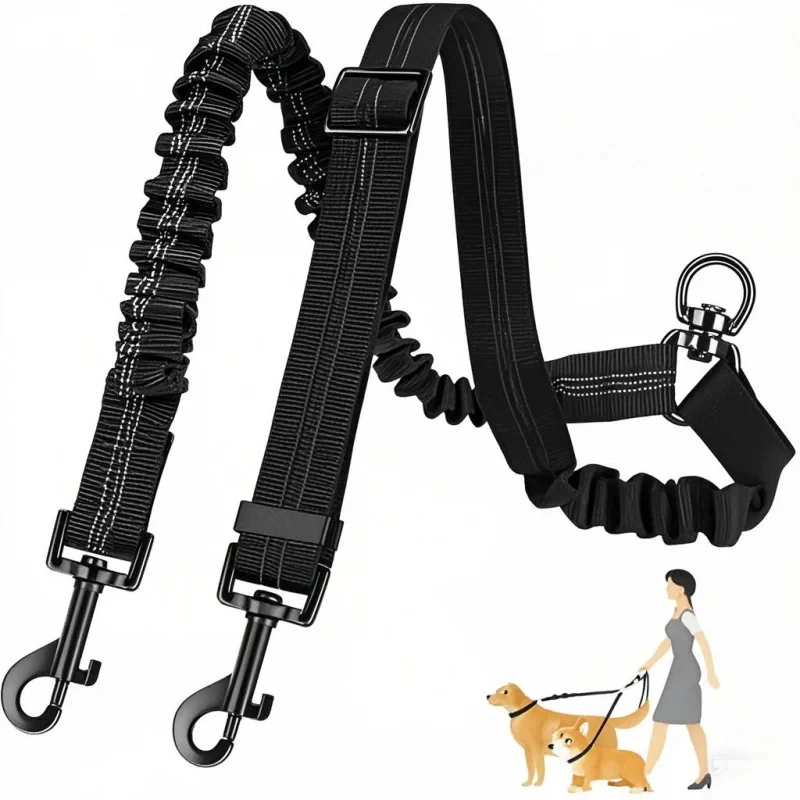 Schokabsorberende dubbele hond - Bungee Dog Leash Shock Absorbing recensie en prijs