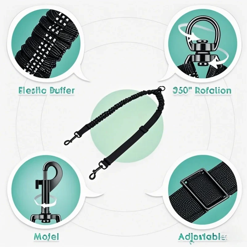 Schokabsorberende dubbele hond - Bungee Dog Leash Shock Absorbing recensie en prijs