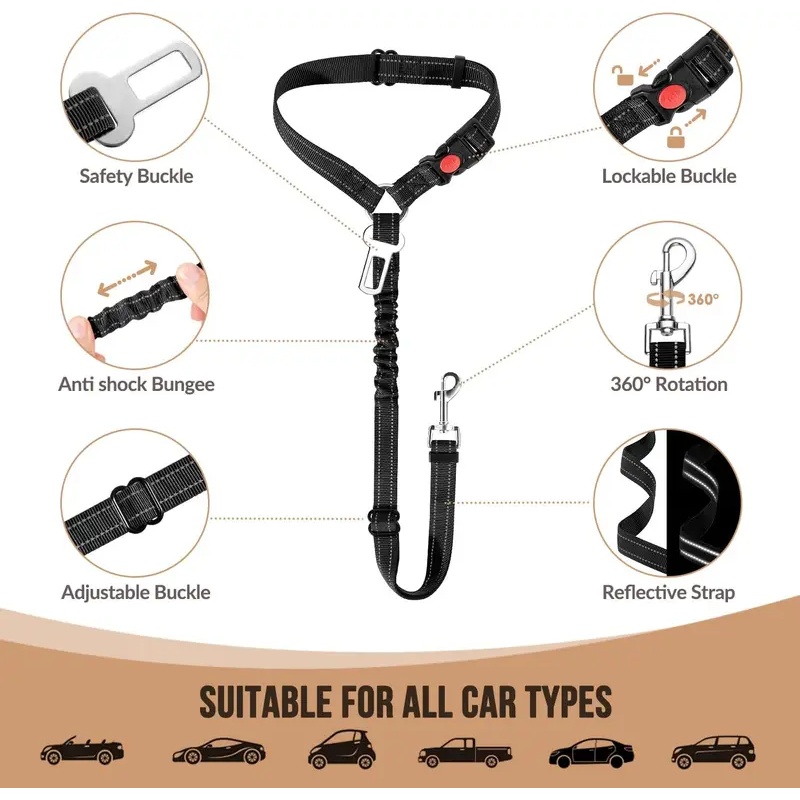 Hondenveiligheidsgordel voor a - Dog Seat Belt Harness Safety Tether recensie en prijs