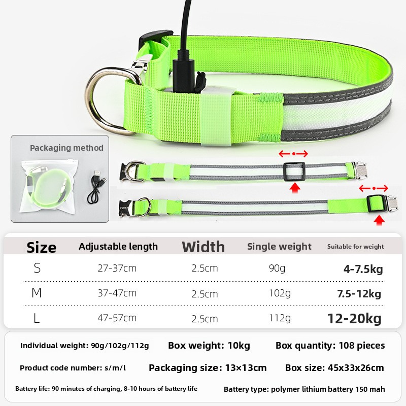 LED-gloeiketting voor honden m - Led Dog Collar Glowing Rechargeable Usb recensie en prijs