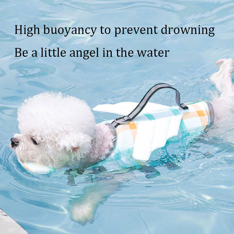 Geruite hondenreddingsvest met - Dog Life Jacket Vest Buoyancy Handle recensie en prijs