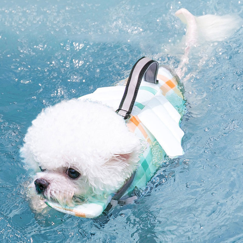 Geruite hondenreddingsvest met - Dog Life Jacket Vest Buoyancy Handle recensie en prijs