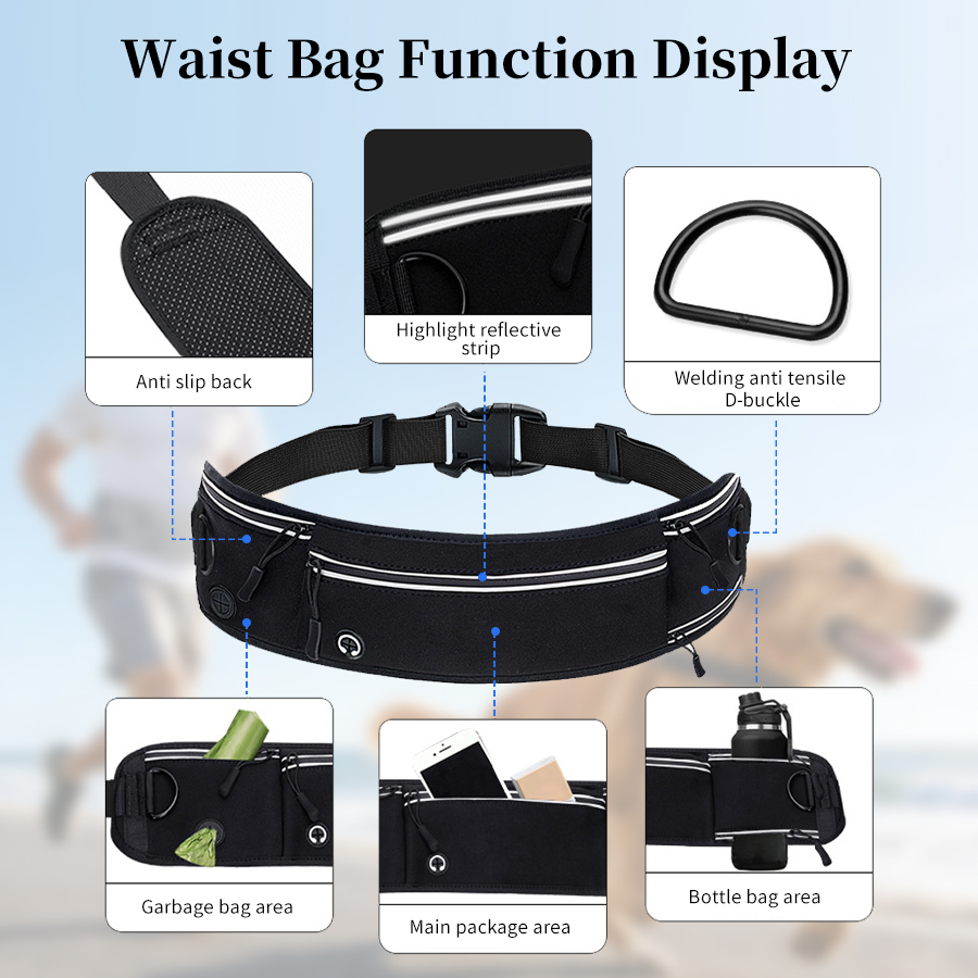 Opvouwbare reflecterende honde - Hands Free Dog Running Leash Waist Belt recensie en prijs