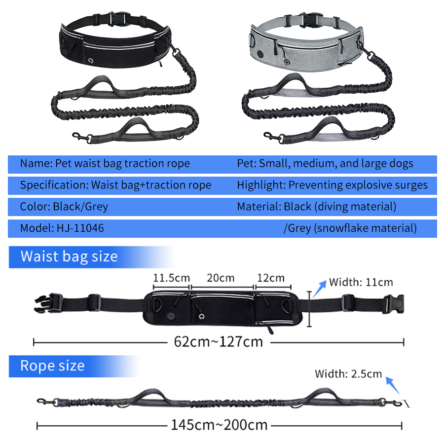 Opvouwbare reflecterende honde - Hands Free Dog Running Leash Waist Belt recensie en prijs